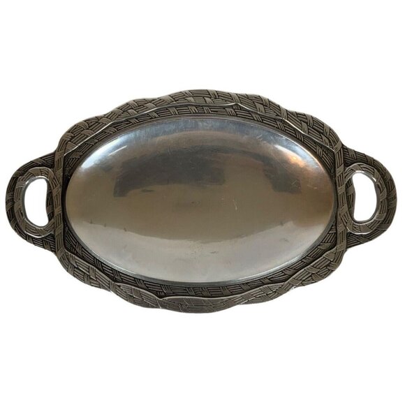 Wilton Armetale Sweetgrass Small Oval Serving Tray Pewter 14x7.5 Discontinued - Picture 1 of 7
